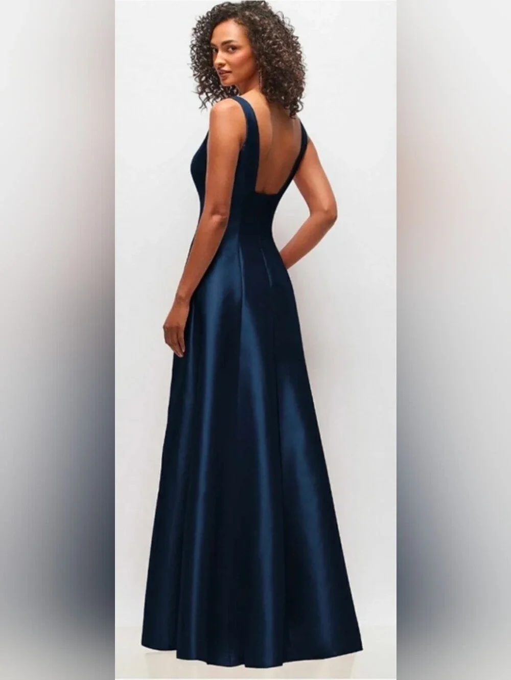 Alfred Sung NWT Midnight Navy Square Neck D826 Maxi Gown Dress Size 14 - Picture 2 of 10